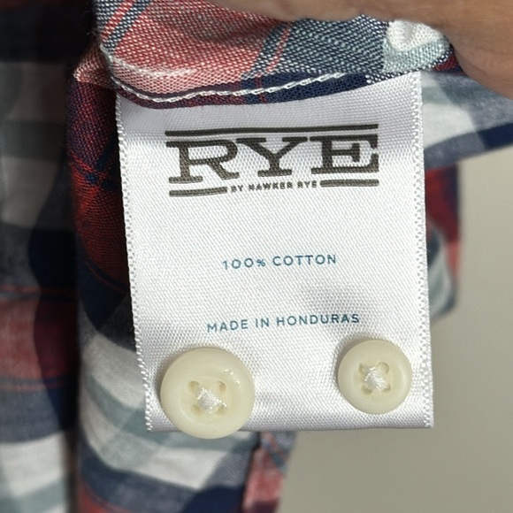 Rye by Hawker Rye Plaid Button Down Short Sleeve Shirt Red Blue NWOT Large tall - Picture 7 of 10